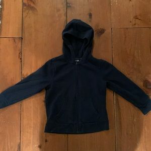 Navy blue kids Old Navy zip up hooded sweatshirt. Size Small 6/7